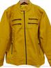 Stylová Pravá Nová žlutá Ručně šitá Jehněčí kůže Pánská Bunda Biker Motocyklová