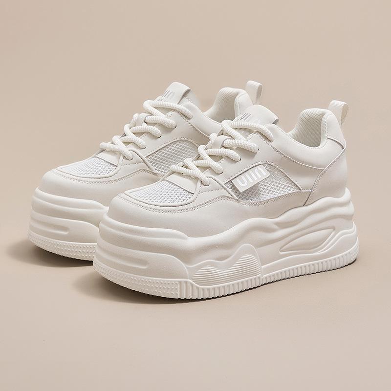 Summer Dad Shoes Women's Casual Shoes 8CM Thick Sole Height Increase White Shoes Breathable All-match Women's Shoes