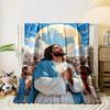 Jesus Praying Crowd Blanket  Printed Blanket for Living Room Bed Couch lunch break Soft Cozy Blanket for Friend's festival Gift