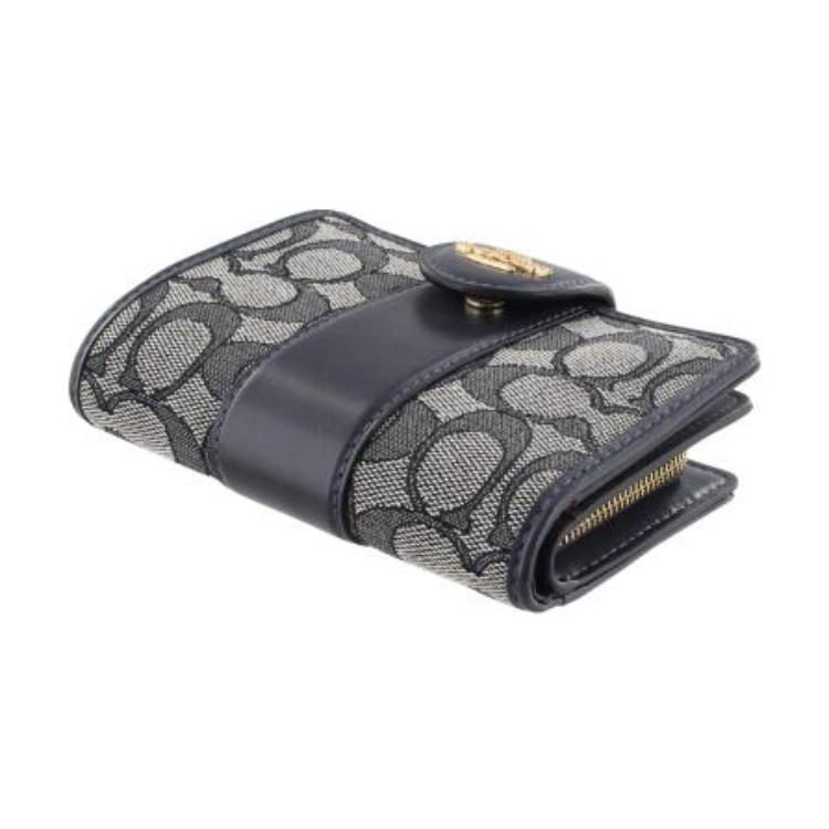 Neues COACH Canvas Jacquard mit Kalbsleder Geldbörse Mini Damen Mitternachtsmarineblau CU987-IMX1X