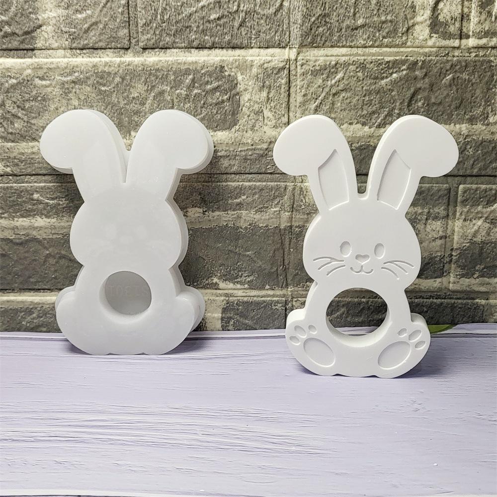 Easter Bunny Candle Silicone Mold DIY Rabbit Chocolate Ball Holder Mold Rabbit Plaster Epoxy Resin Mold Crafts Home Decor
