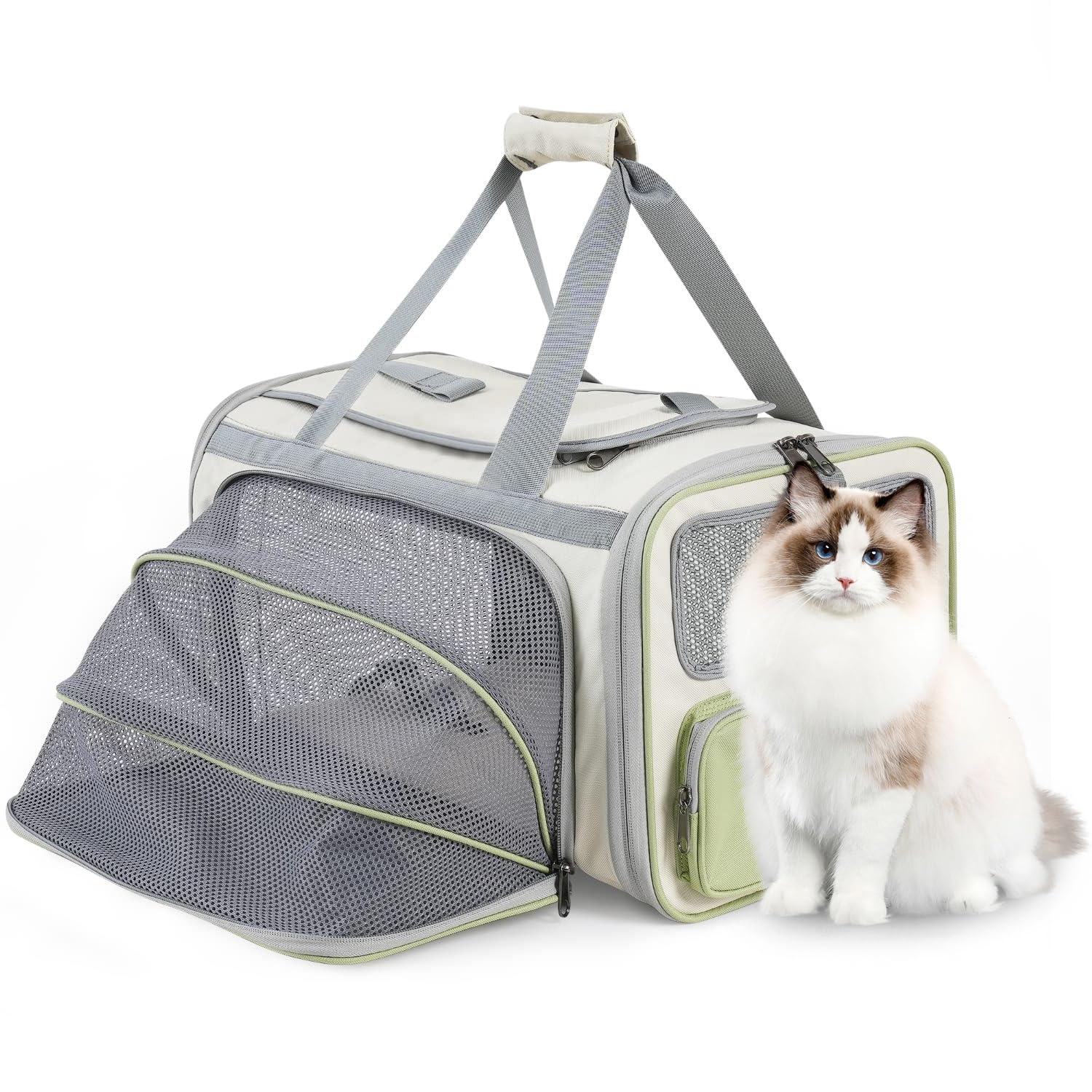 

Breathable Mesh Portable Cat Backpack Expandable Large Space Pet Airline Soft Carrier with Top Opening