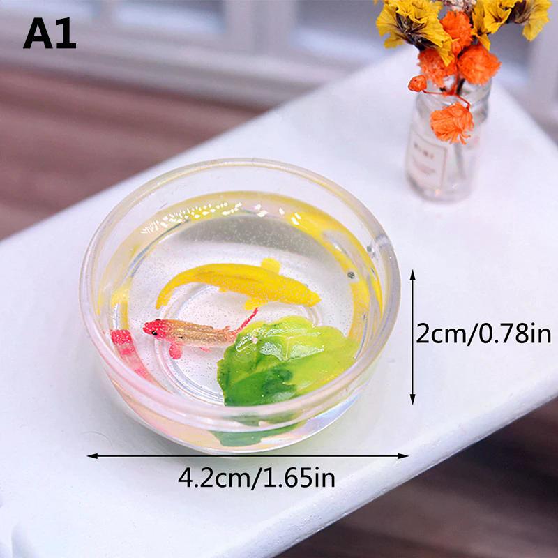 Diy Accessories Toys Dollhouse Decals Dollhouse Miniature Simulation Koi Goldfish Bowl Model  1Pcs