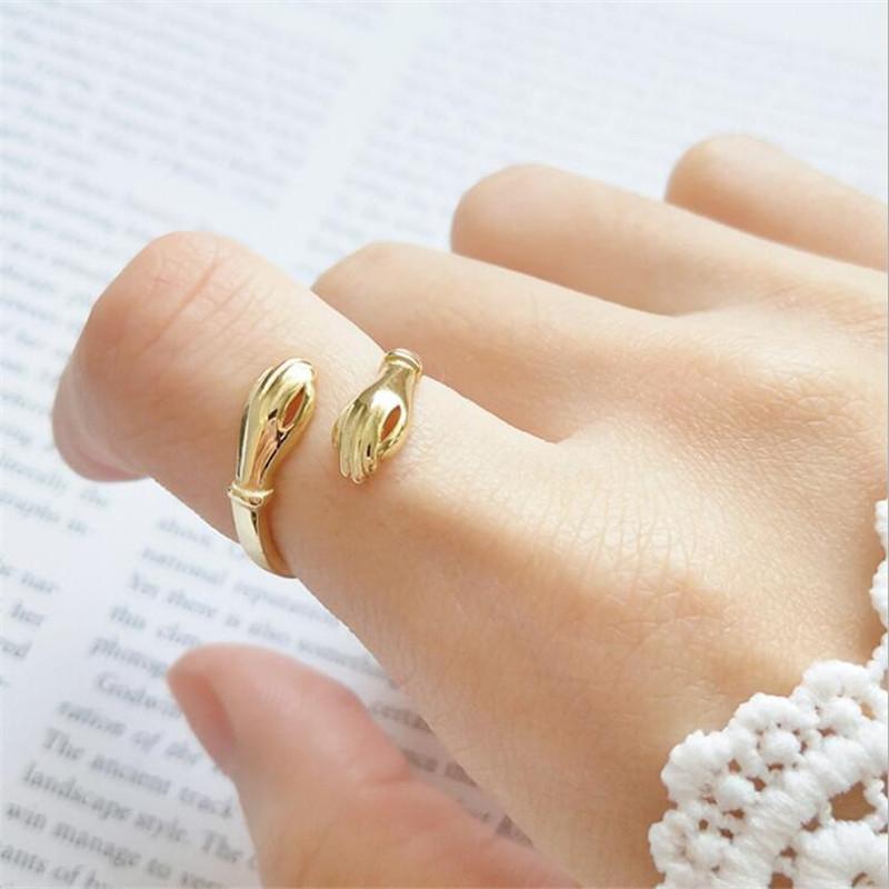 

New Creative Personality Hug Female 925 Sterling Silver Jewelry Romantic Love Hug Cross Popular Exquisite Opening Rings TYB437 золотий