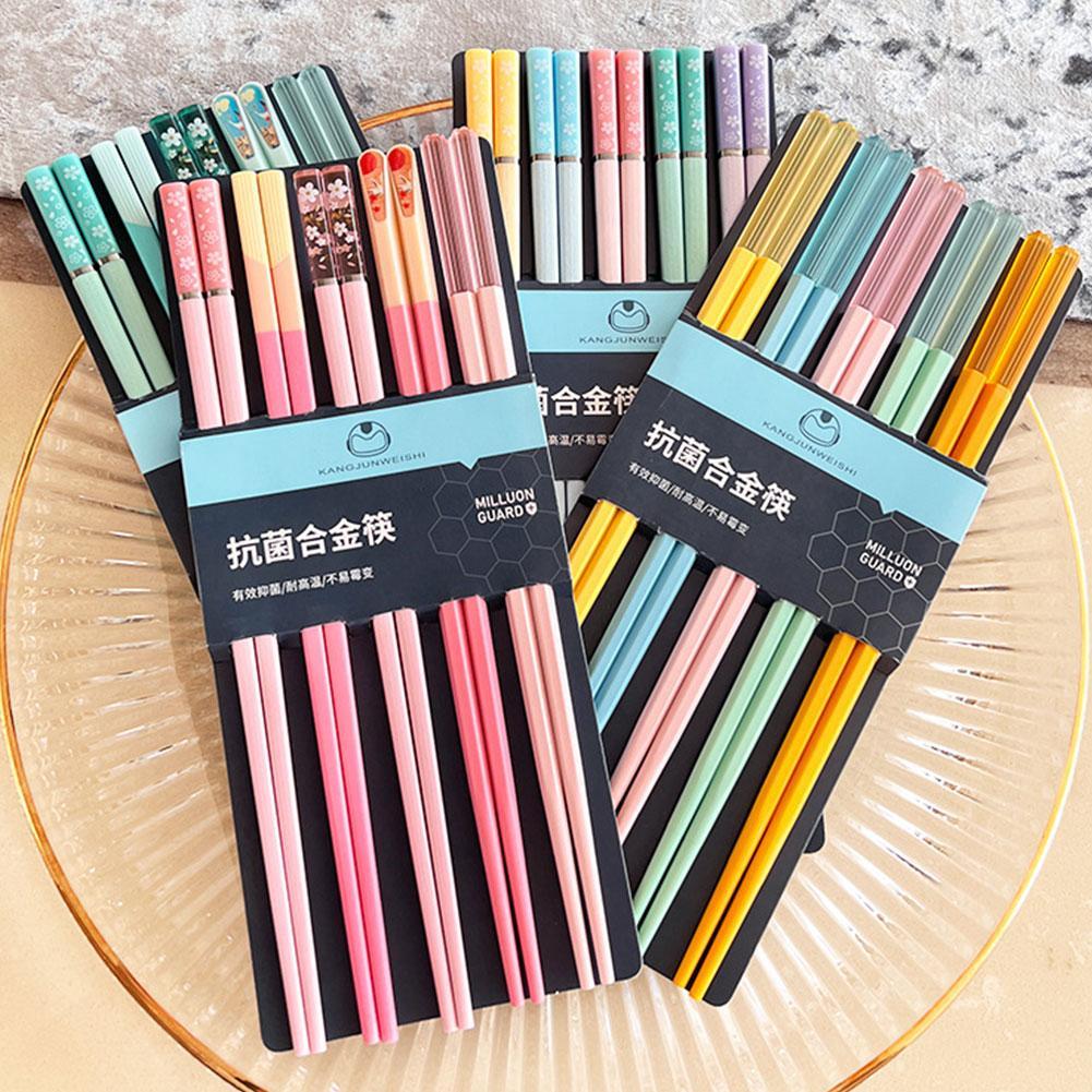 5 Pairs Japanese Style Morandi Colors Chopsticks Set Non-Slip Chopsticks Dishwasher Safe for Home Restaurant Sushi Chopsticks