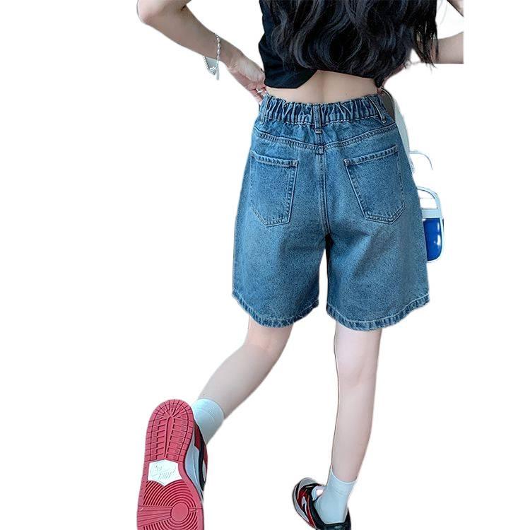 Women's High-Waist Retro Denim Shorts - Loose, Elastic, Mid-Length, Slimming and Versatile for Summer