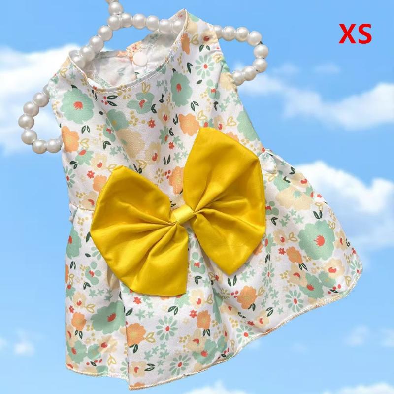 Cat Costume Floral Printed Cat Dog Dress Cute Puppy Princess Skirt Butterfly Skirt Bowknot Pet Skirt Poodle