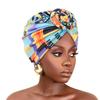 New Women African Print Pleated Turban Knotted Headwraps Elastic Head Scarf Floral Beanie Chemo Cap Bandana Headwear Hair Covers