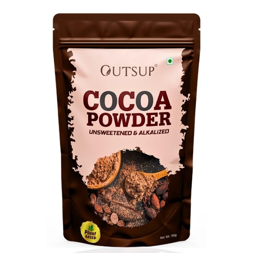 Outsup Cocoa Powder | 21.5g Protein | Coco Powder for Cake | Cocoa powder without Sugar Perfect for Cake, Baking, Hot Chocolate, Milkshakes - 150gm