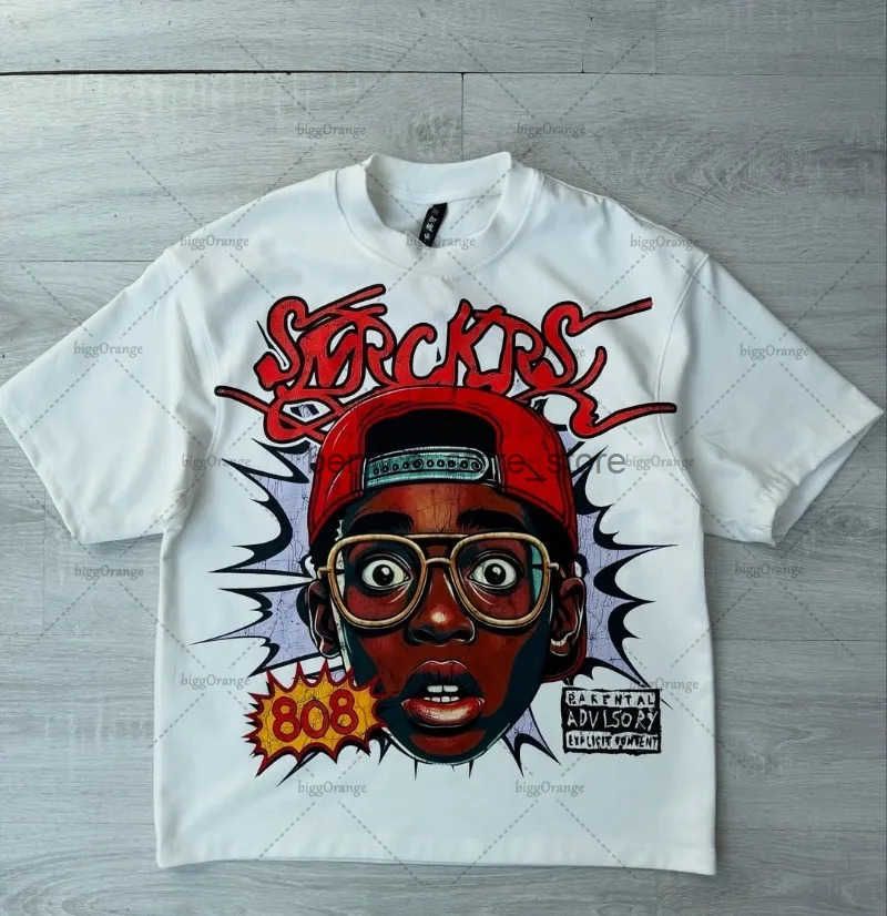 Y2k Harajuku Streetwear Men and Women Short Sleeved Fashion New Cartoon Print Design Shirt Retro Hip Hop Trend Oversized TShirt