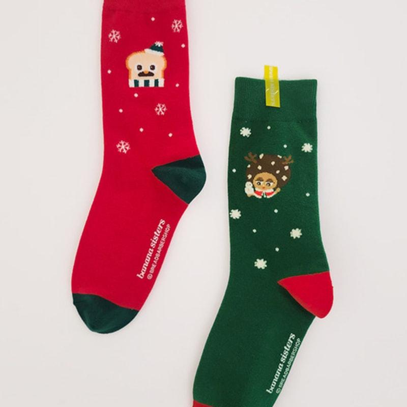 Bananasisters [2SET] Carol Snowflake Pattern Christmas Socks 2 Colors