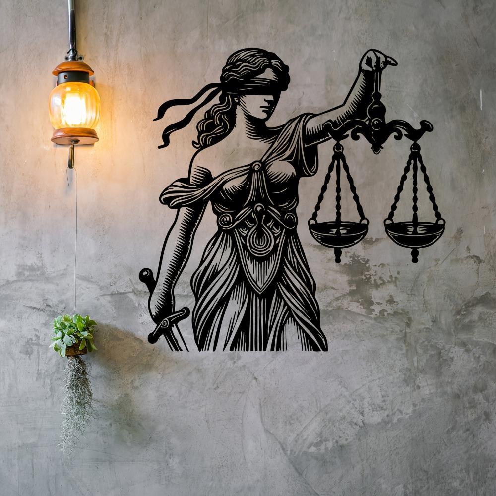 Giustizia Bendata Arte Murale in Metallo, Scultura della Dea Resistente alle Intemperie per Regalo Avvocato, Laurea in Giurisprudenza, Arredamento Ufficio