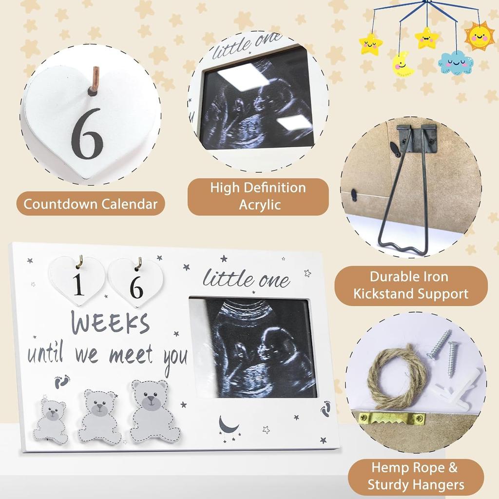 OurWarm Sonogram Picture Frame, Ultrasound Picture Frames with Baby Countdown Weeks, Baby Announcement, Birth Information, Expecting Mom Parents to