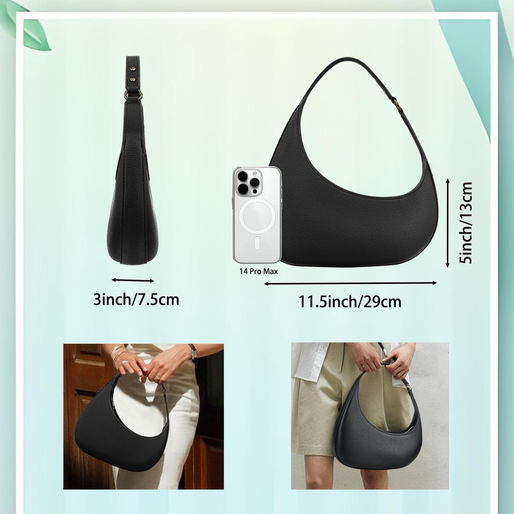 hxusin Small Leather Shoulder Bag Stylish and Lightweight Moon Trendy Crossbody Bag for Designer Small Bag for Going Out Women's - Bag, Women,