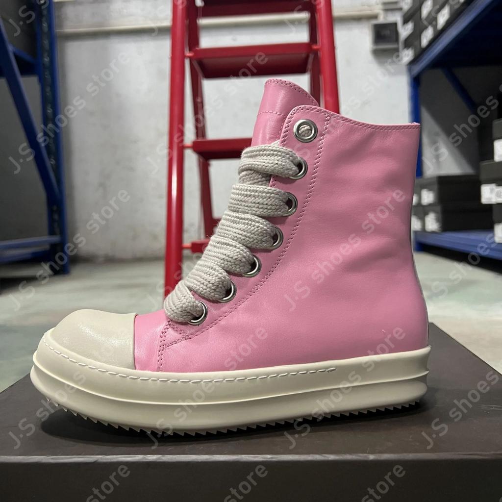 Ro Geobasket Boots Pink Leather High Top Shoe Men Shoes Pink Cowhide Sneakers Zipper Women Casual Sneaker Jumbo Laces Ankle Boot