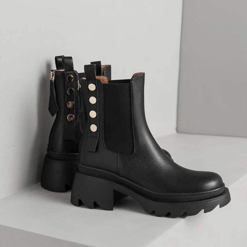 

Модные осенние ботильоны Кожа Женская короткая обувь Новинка Горячие Удобные и Элегантные ботильоны для женщин Пу Готическая мода 2024 По акции 35