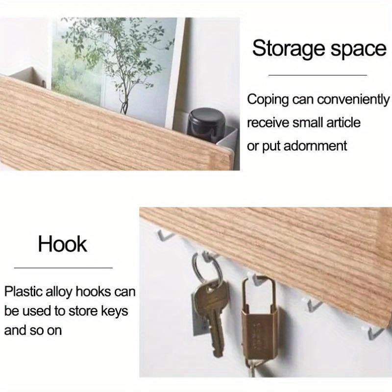 1pcs Wall Mounted Wooden Wall Rack Miscellaneous Clothes Rack Organizerwall Hook Living Room Storage Device Household Key Hook