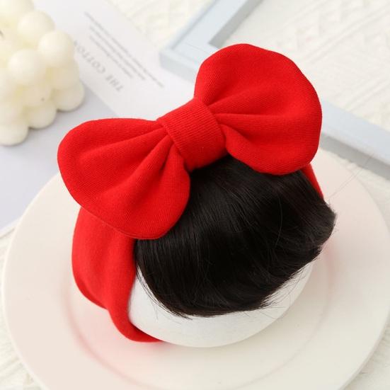 Baby Wig Headband with Bowknot Bangs Decor Elastic Cotton Hair Band Comfortable Hairpiece Baby Girls Hair Accessories