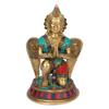 Pure Brass Garuda Idol With Colorful Stone Work, Garuda Murti - 9 Inches