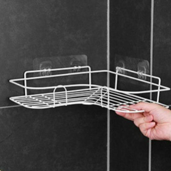 Corner Wall-Mounted No-Drill Bathroom Storage Rack