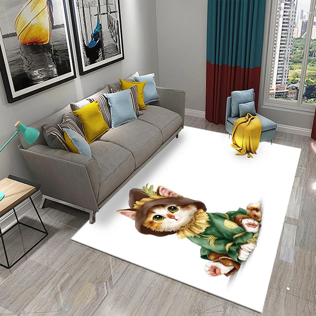 3D Cartoon Niedliche Katze Teppich für Wohnzimmer Badezimmer Kinderzimmer Dekoration Kinder Spielen Krabbeln Weich Rutschfest Bodenmatte Geschenk