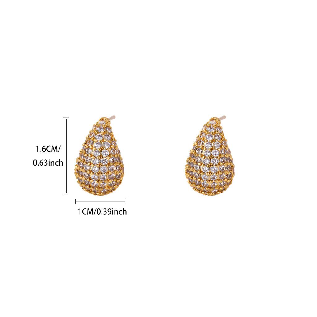 Luxury Water Droplets Leaf Stainless Steel Earring for Women 18K Gold-plated CZ Earring New Wedding Jewelry Festival Accessories