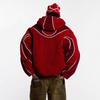 Cardigan con zip, cappuccio, oversize, streetwear unisex, con inserti in pile color block, felpa casual a maniche lunghe