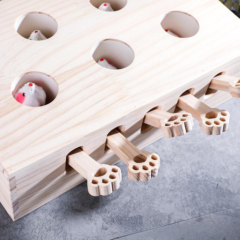 Solid Wood Whack-a-Mole Educational Cat Toy - Internet Sensation!