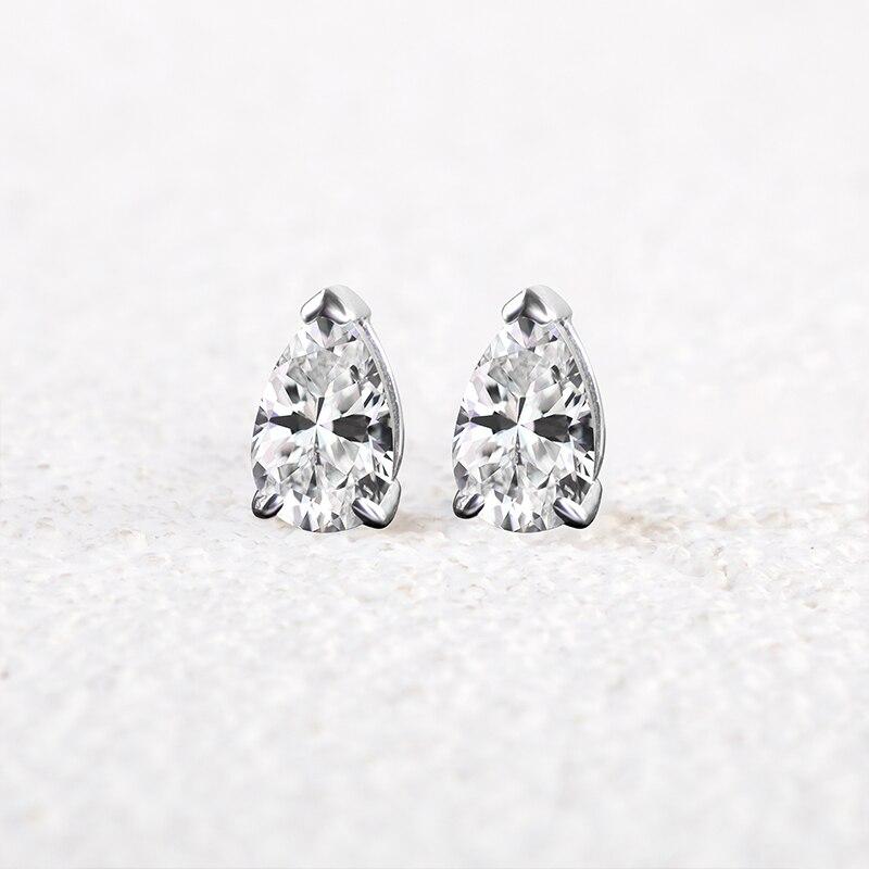 Gica Gema Klassische 100% 925 Sterling Silber Birne erstellt High Carbon Diamant Ohrstecker Weißgold Ohrringe edlen Schmuck