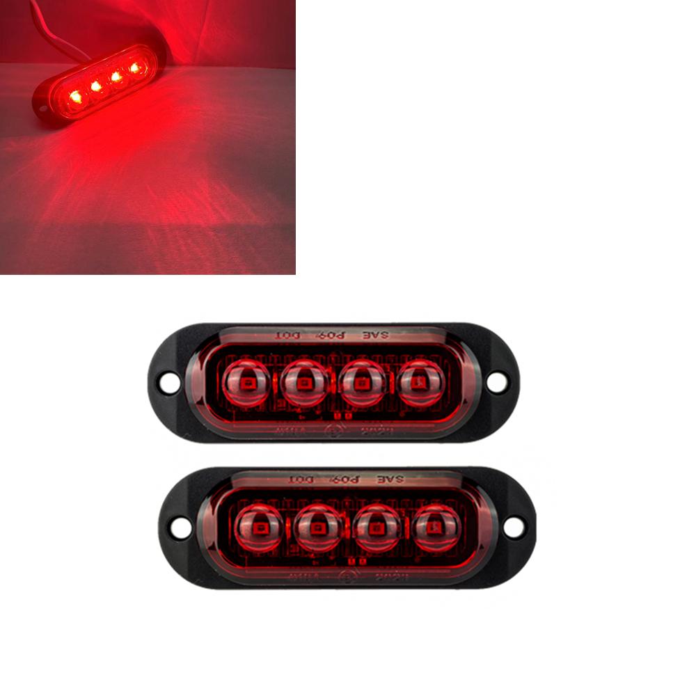 2PCS 12-24V 4LED Truck Beacon Lamp Trailer Side Marker Lamp LED Waterproof Car Warning Clearance Side Light for Lorry