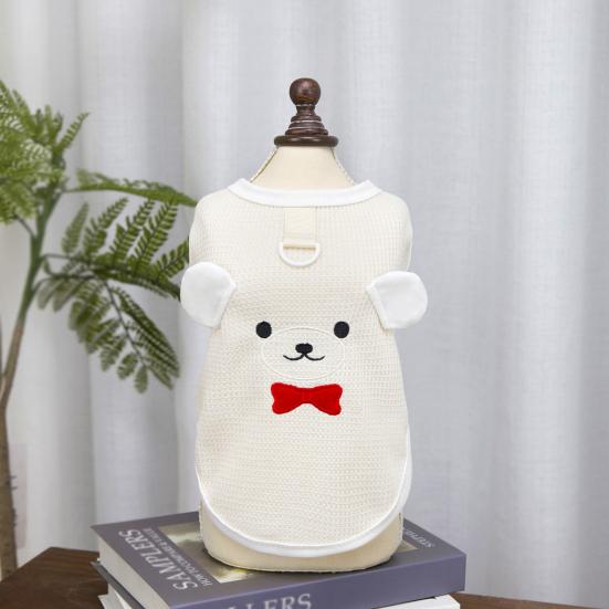 Haustierweste mit Zugring D-Ring Weiches Waffelgewebe Hautfreundliches Material Niedliches Design Kontrastfarbe Hundegeschirr Weste für Kleine Hunde Teddy Bichon