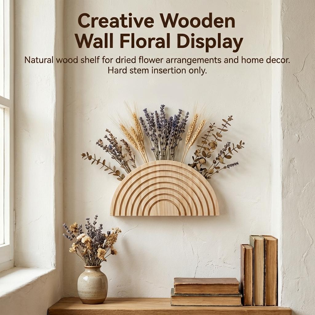 Woodens Semi Circle Wall Planter Creative Flower Arrangement Holder Home Decor