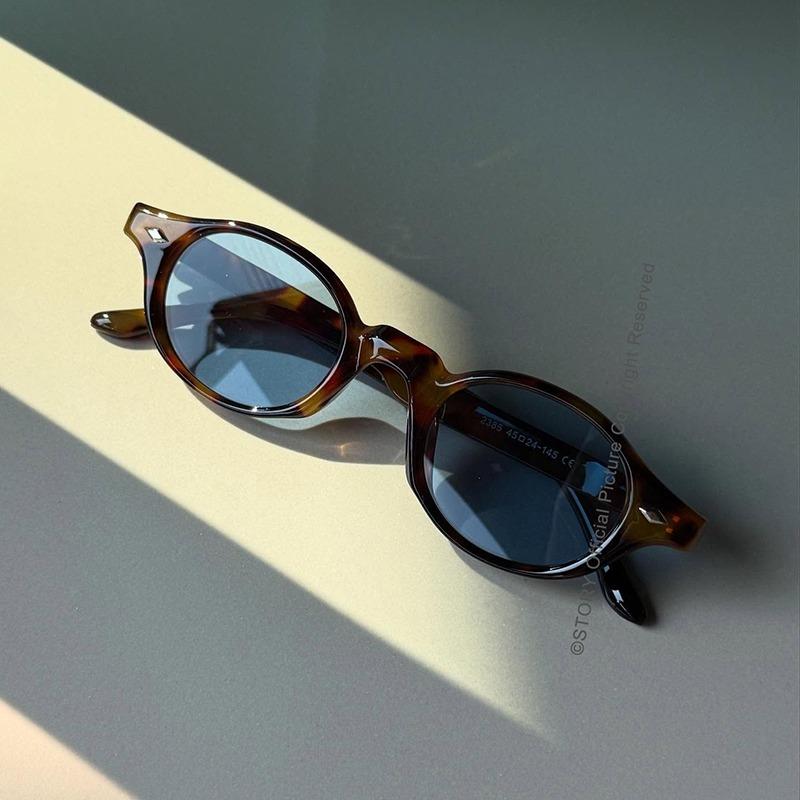 Vintage Rivet Tortoiseshell Blue Sunglasses Women Men Brand Designer Fashion Retro Narrow Small Oval Sun Glasses UV