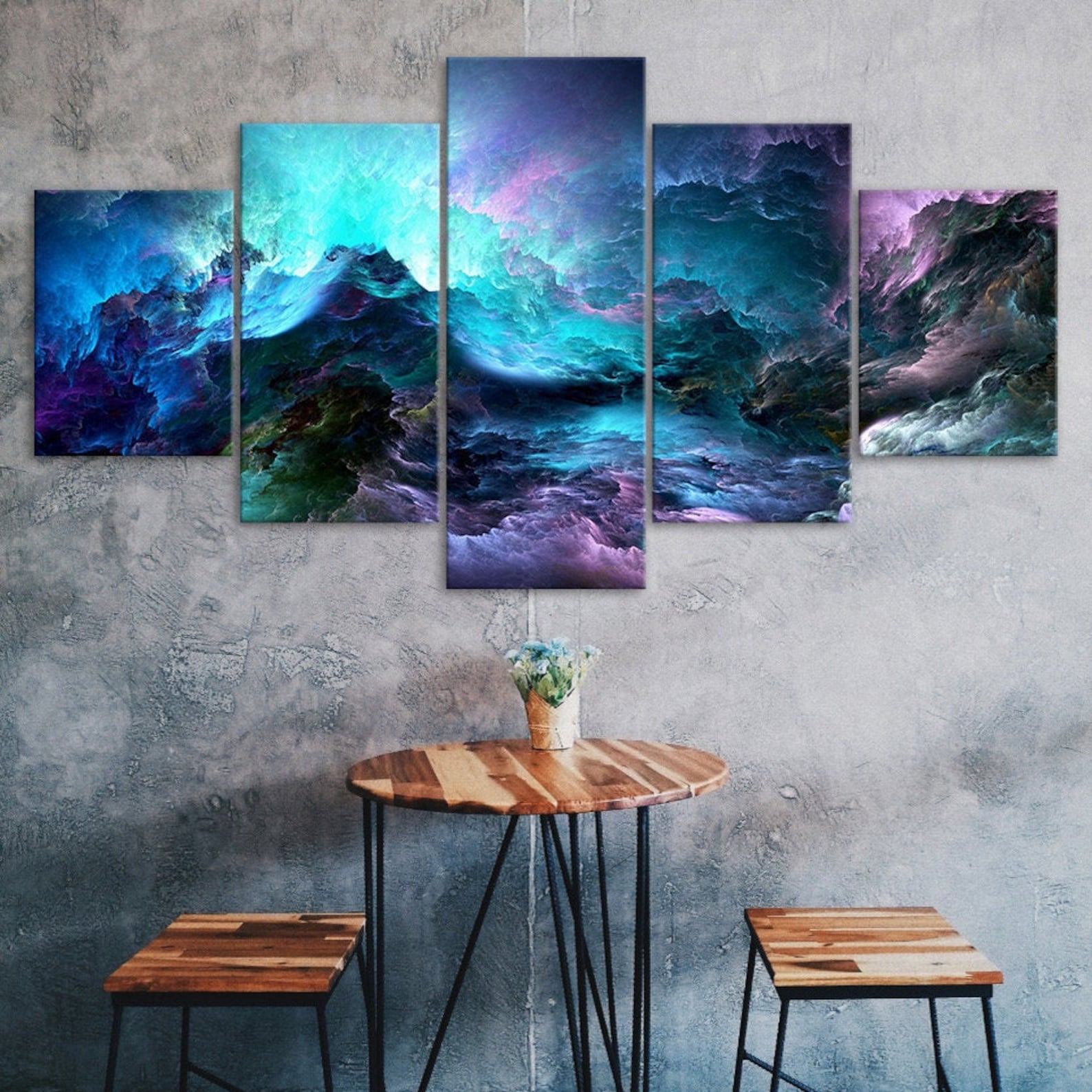 

Abstract Cosmos Glowing Clouds Scene Canvas 5 Piece Five Panel Wall Print Modern Art Poster Picture Home Decor Gift For Him For Her 20X35 20X45 20X55CM