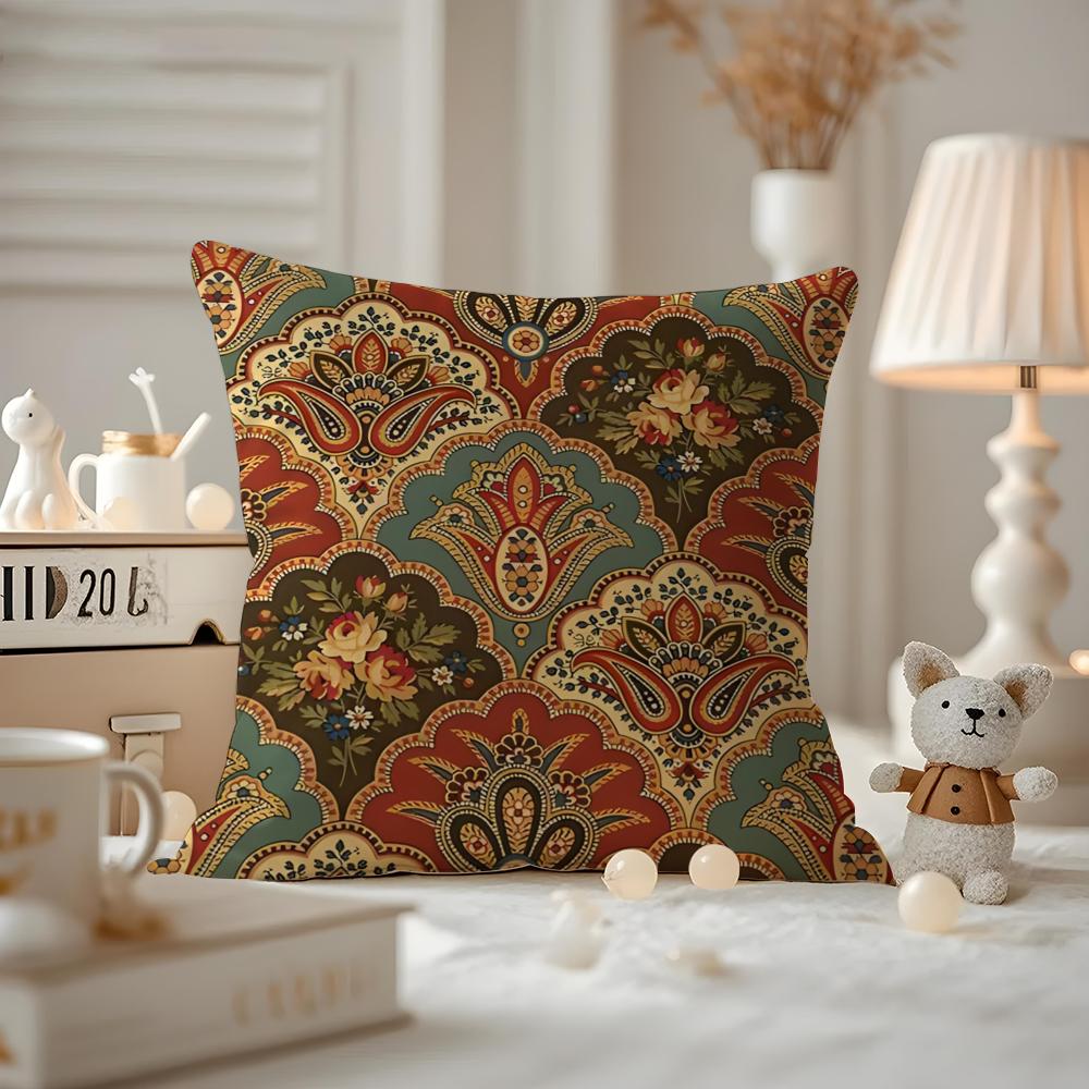 Sari Fabric Cushion Cover Pattern Printed Pillowcase For Living Room Sofa Cushion Cover & Bedroom Decor