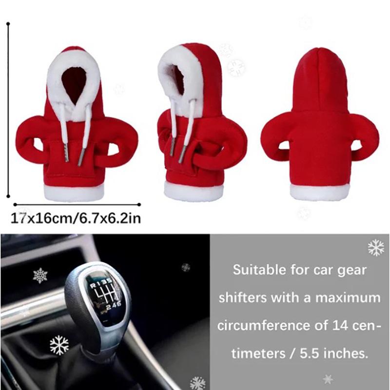 Santa Claus Car Gear Shift Knob Hoodie Manual Handle Speed Lever Change Sweatshirt Cover Car Gearshift Knob Cover Car Christmas