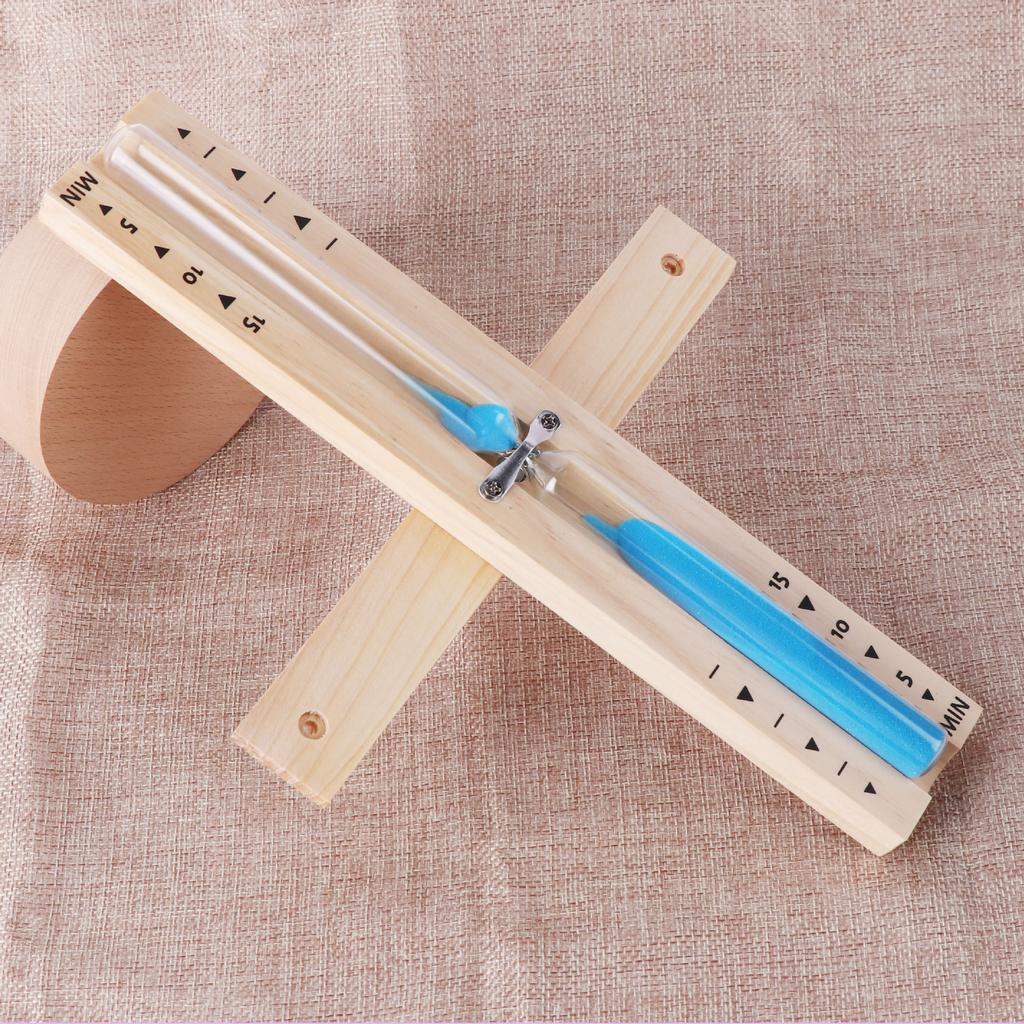 15min Wooden Rotating Hourglass Timer for Bathroom Sauna Wall Mounted Explosion-Proof Glass Ornament