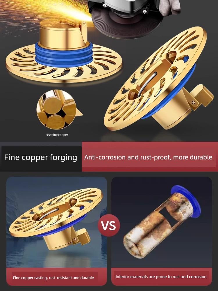 Large Filter Net Anti-Odor Floor Drain Bathroom Sewer Anti-Odor Device Sealing Cover All-Copper Universal Inner Core Anti-Odor