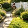 Stylish Metal Garden Art Accents Vintage Lady Trellis Stake, Rustic Silhouette Plant Support for Climbing Graceful Stakes Borders Vines And