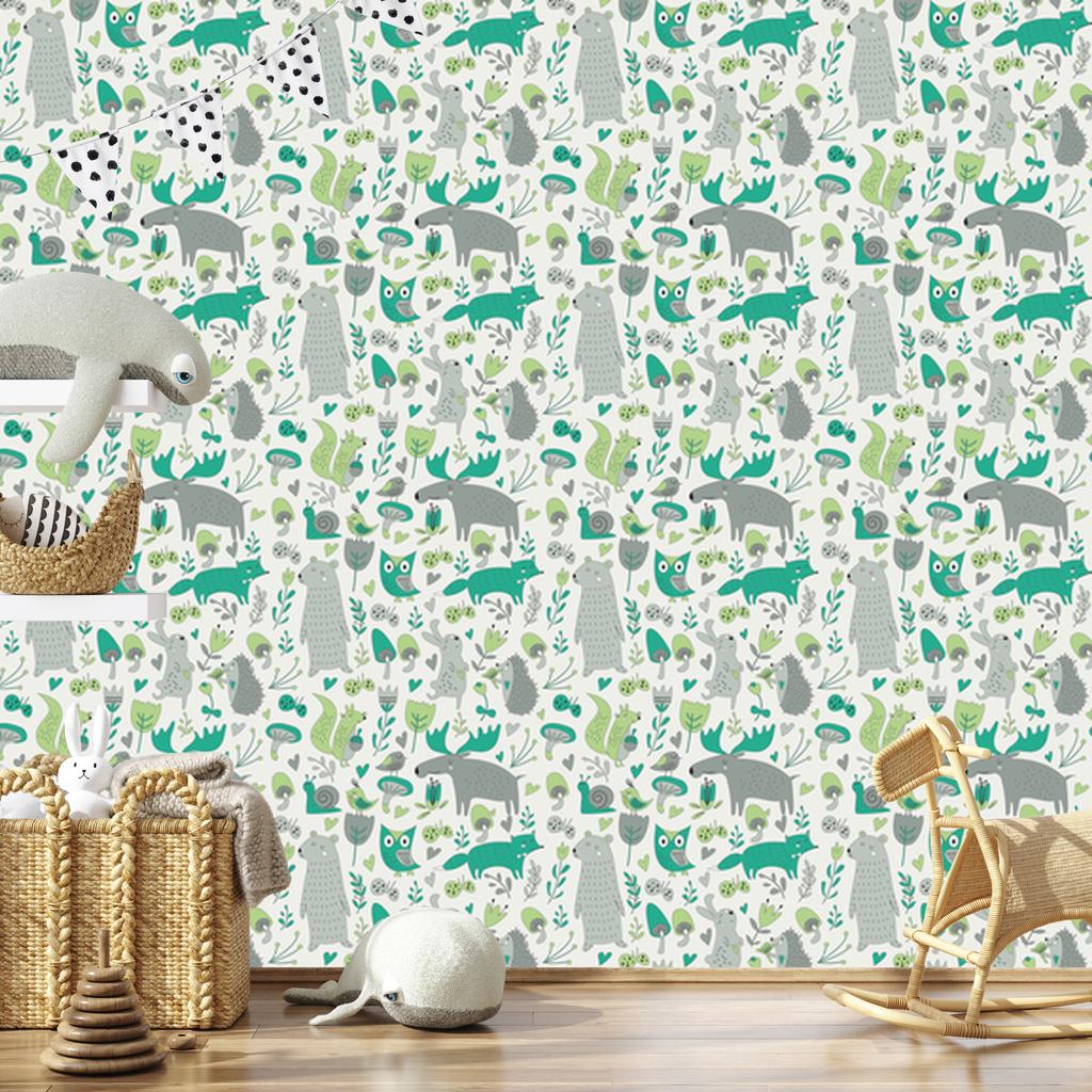 Forest Animals and Plants Wallpaper for Living Room and Bedroom 50x1000