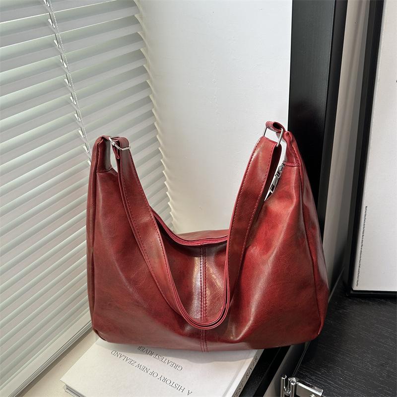 

Сумка премиум-текстуры большой вместимости женская 2025 новая модная ретро сумка через плечо, сумка-мессенджер, классная сумка-тоут для поездок красный