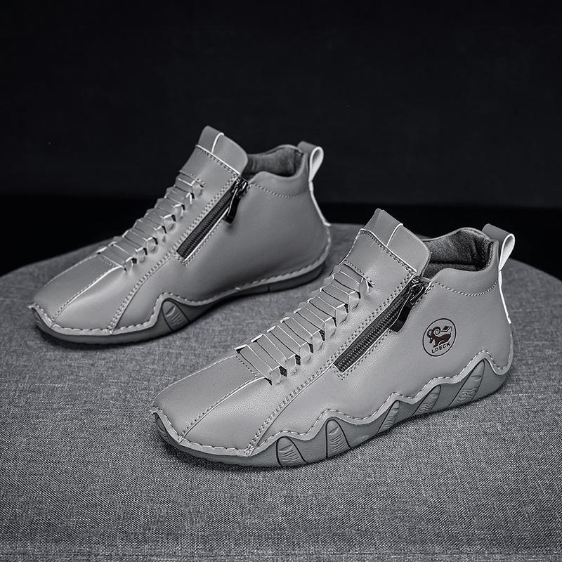 Popular women's shoes large size women's Martin boots medium top leather boots outdoor casual shoes women's short boots