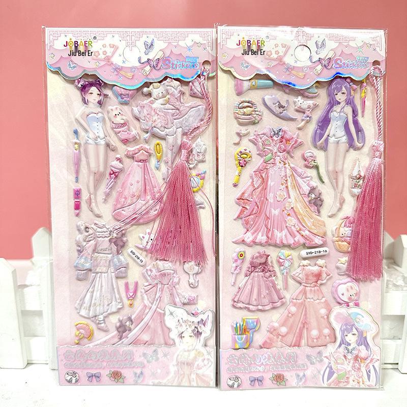 3D Princess Dress-Up Bubble Stickers for Kids