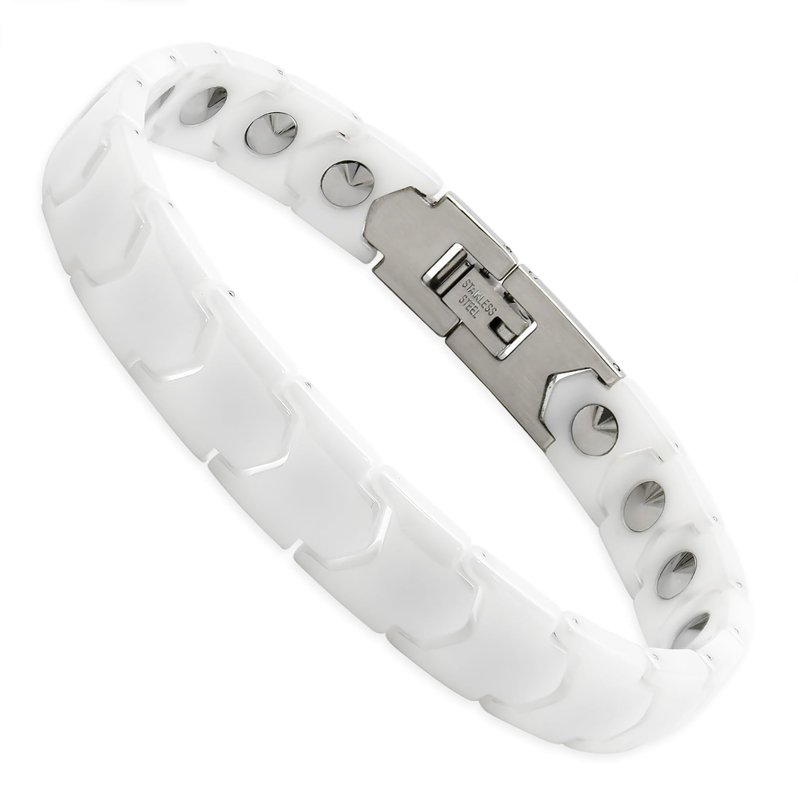 

QIAOZILI Браслет из чистой керамики для мужчин и популярный для легкой волны дальнего инфракрасного отрицательного регулируемого, подарочная коробка в комплекте, 19 штук 99,999% Женщины, Здоровье, белый