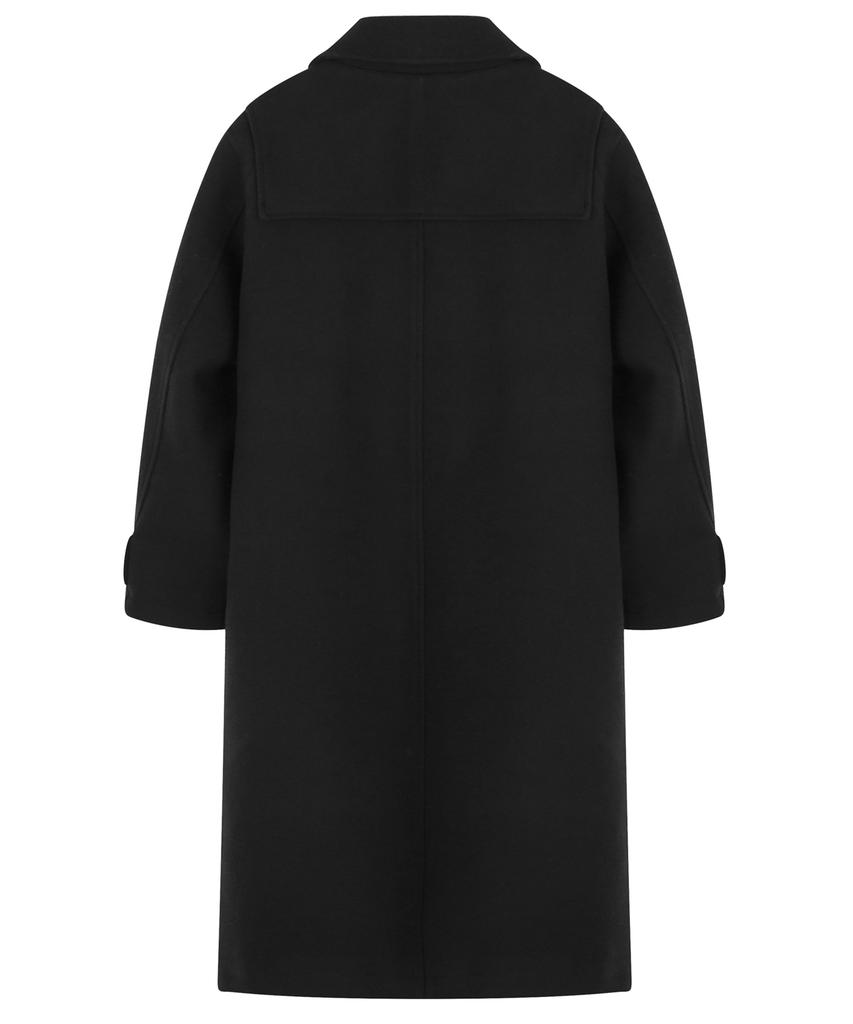 Trillion Unisex Balmacaan Duffle Long Coat (Black)