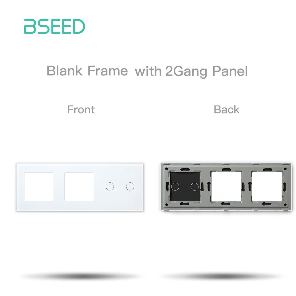 BSEED Double Blank Frame Plus 1/2/3Gang Switch Panels Crystal Glass EU Standard With Metal Plate Front Panel Without Switch