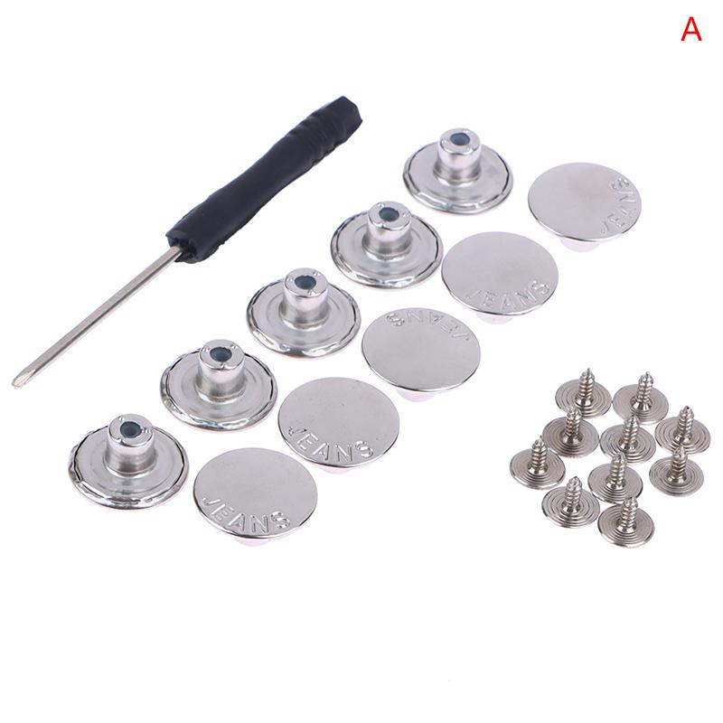 Boutons de remplacement pour Jeans, 10 pièces, 17Mm, sans couture, bouton métallique avec tournevis