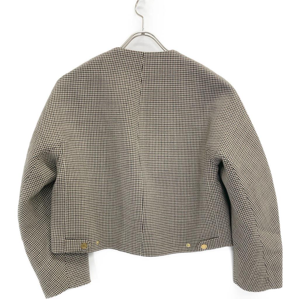 TOMORROWLAND Beige Houndstooth Wool X Silk Collarless Short Jacket Jacket 36 beigeUsed