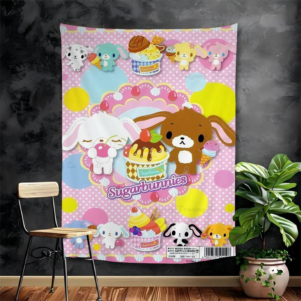 Sugarbunnies Anime Kawaii Movie Anime Tapestry Hanging Tarot Hippie Wall Rugs Dorm Home Decor