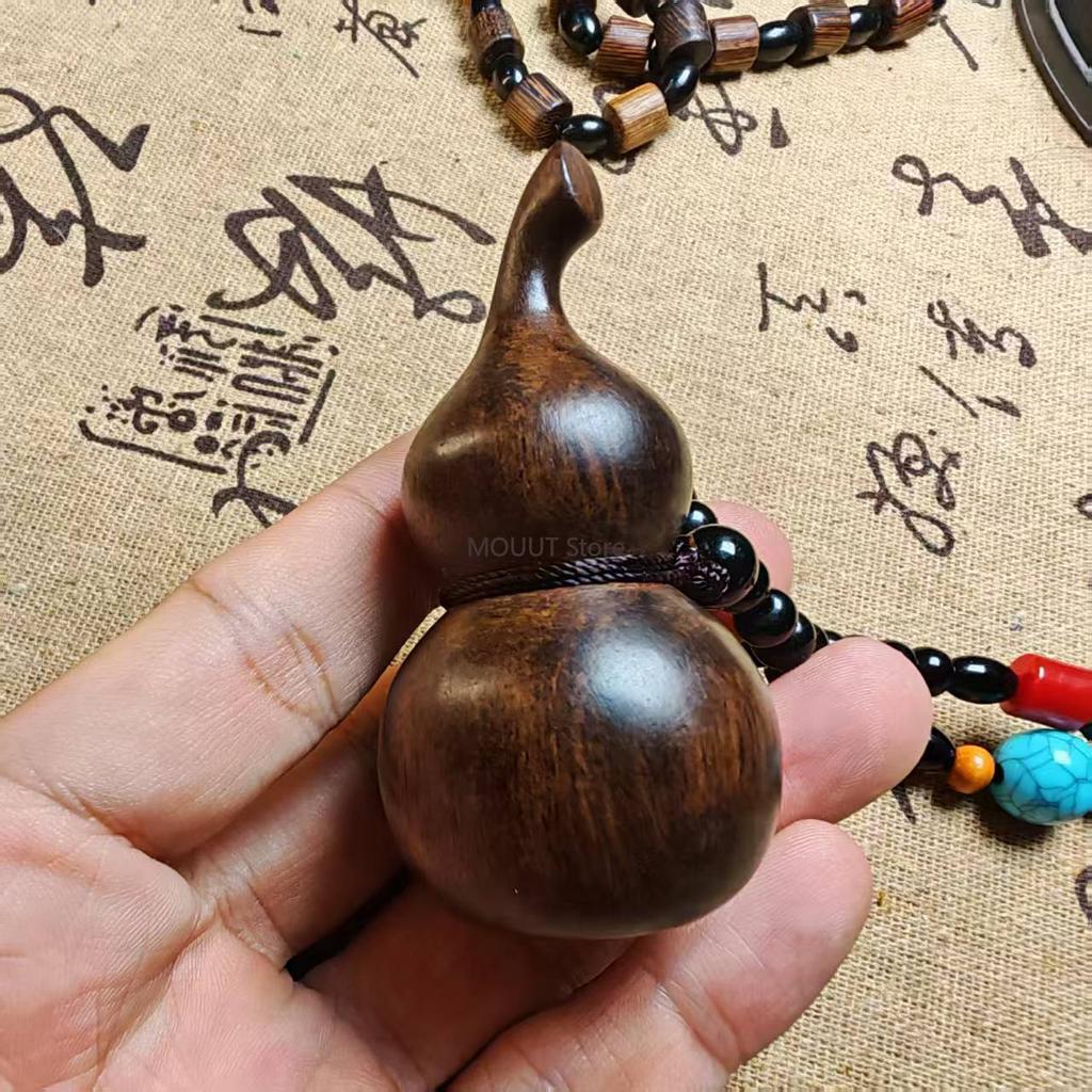 Natural Agarwood Mini Gourd Pendant Hand Carved Vintage Wooden Jewelry for Women Men Spiritual Gift Figurines Accessories